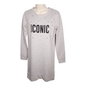 Almost‎ Famous Iconic Embellished Shirt Dress Gray Size Small